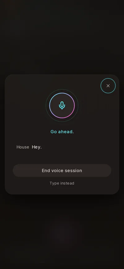 Live voice conversation view of the AI concierge