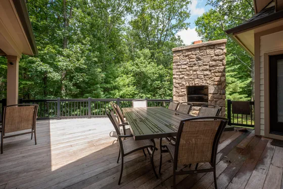 Deck at Woodland Chalet with forest views